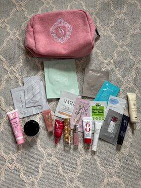 Assorted Skincare Sample Set with Makeup Bag